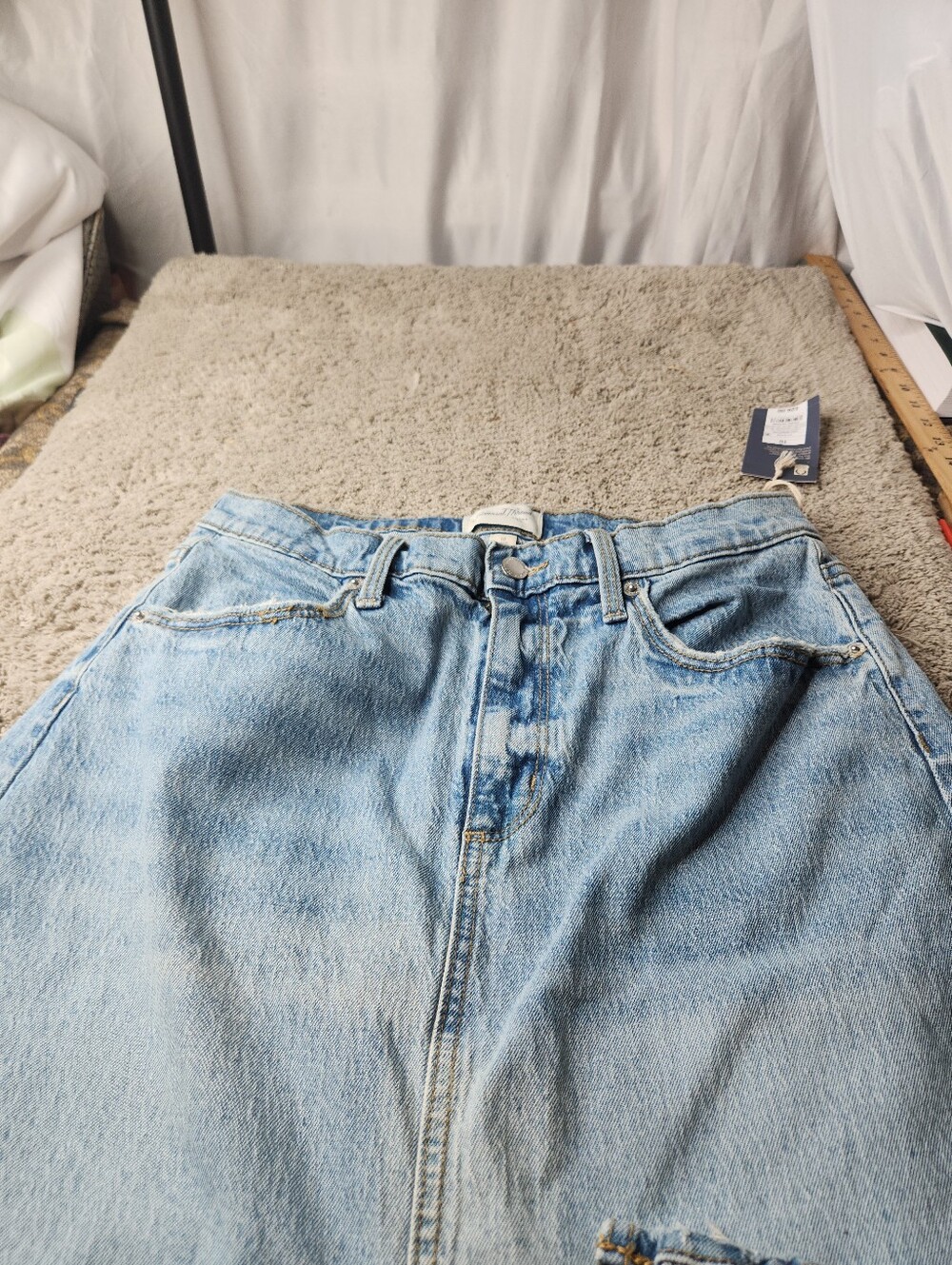 Women's High-Rise Denim Midi Skirt - Universal Thread Light Wash 10 - Picture 3 of 12